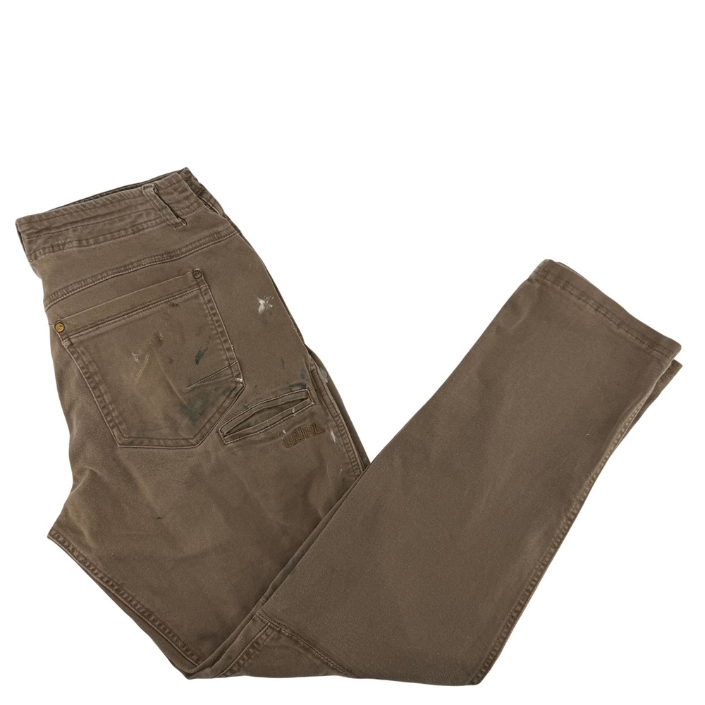 Kuhl Revolt Pants Mens 32x32 Brown Distressed Paint Splatter Workwear Utility